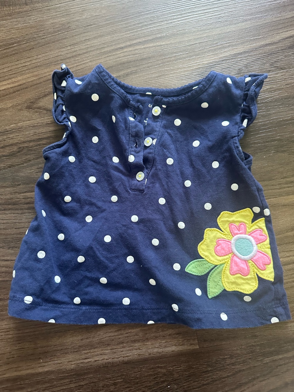 Carter's 9M Navy Polka Dot Infant Top with White Dots